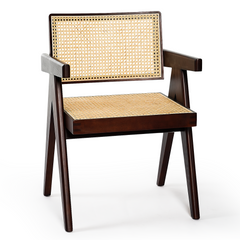 Solid Wood Rattan Dining Chair - Furnzo