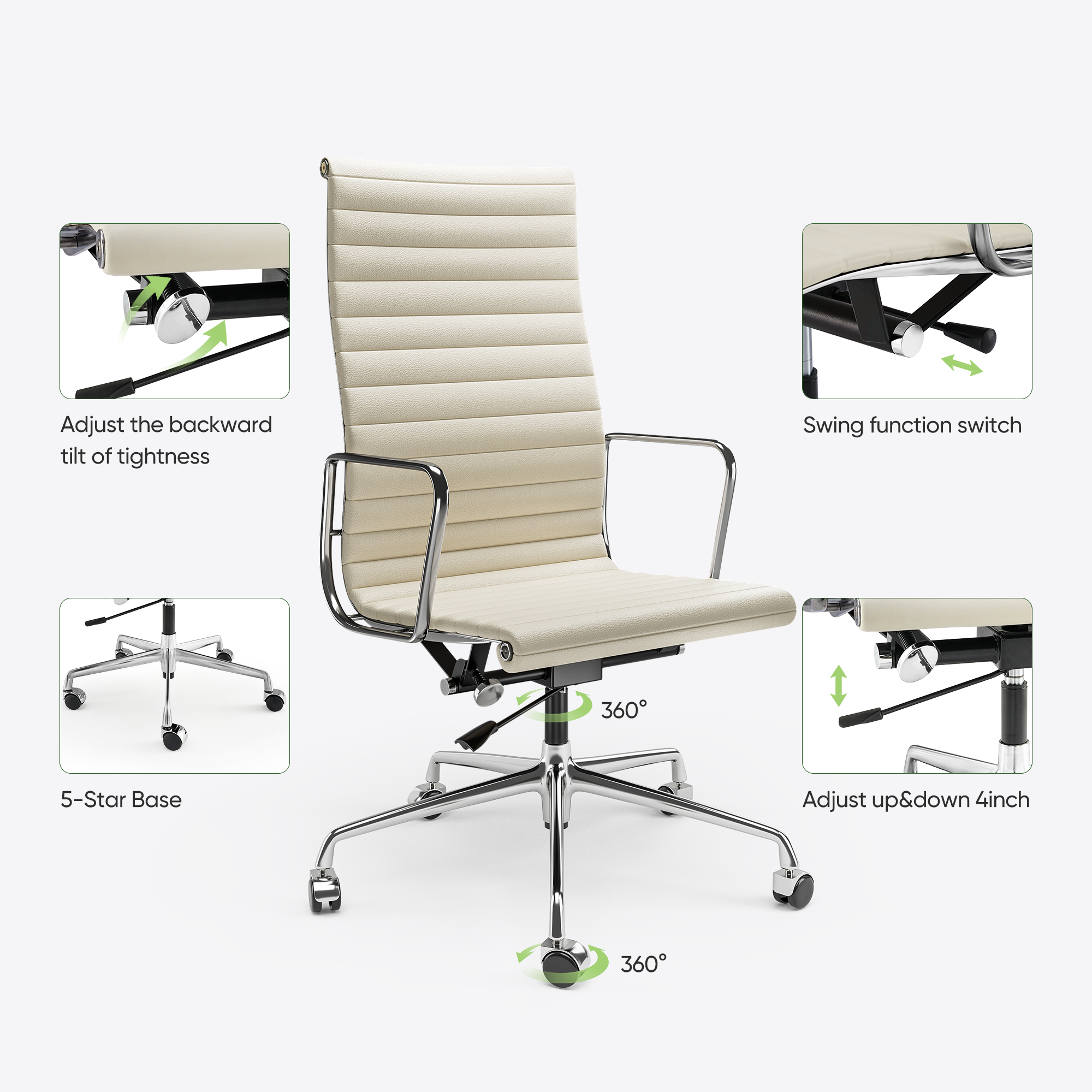 Ribbed Office Chair - Furnzo