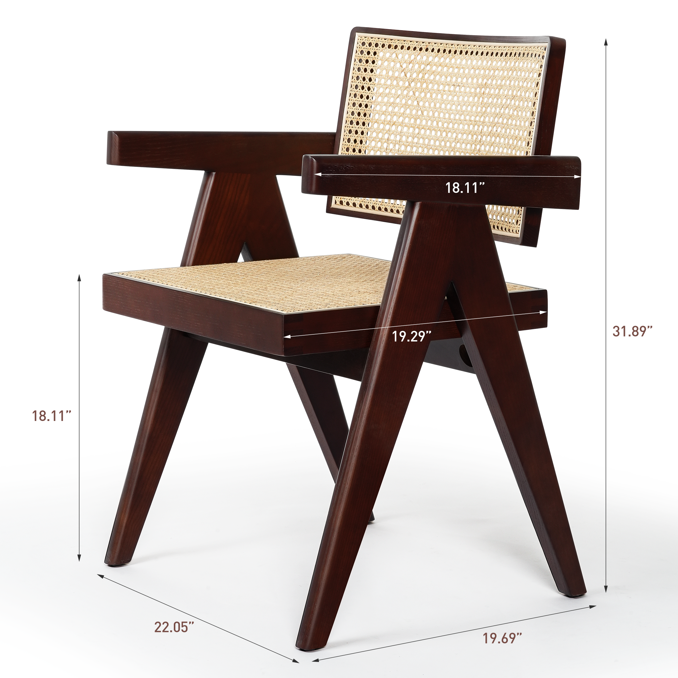 Solid Wood Rattan Dining Chair - Furnzo