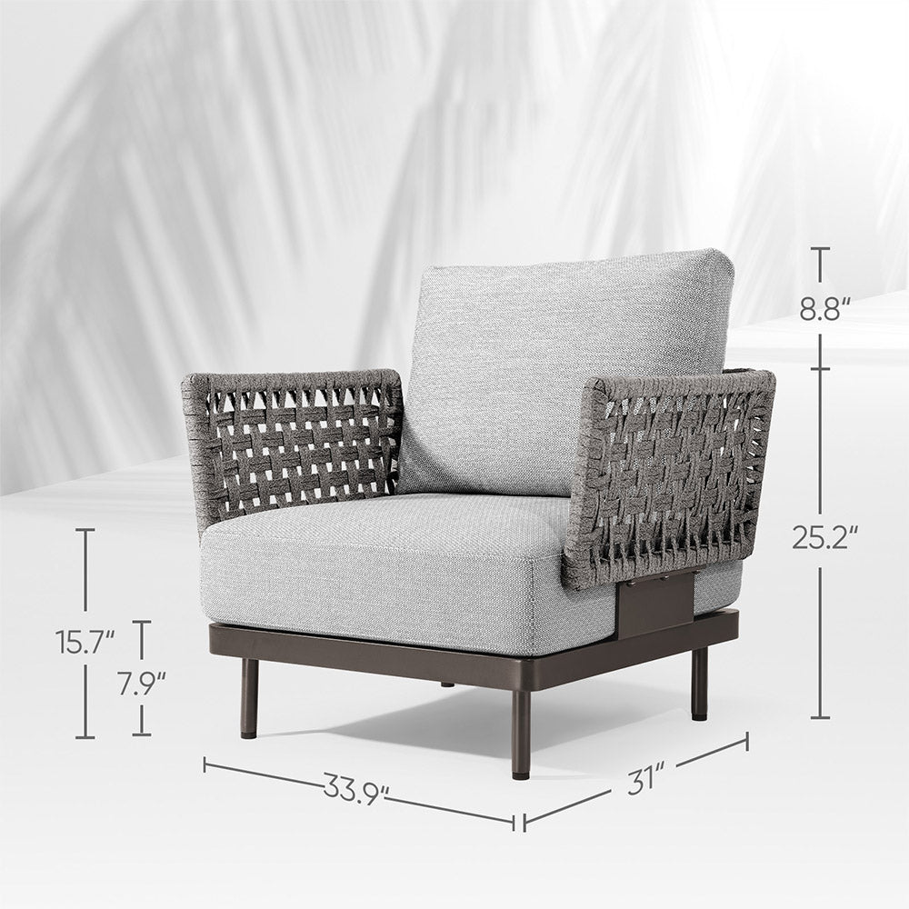 Charcoal Aluminum Outdoor Armchair Conversation Set - Furnzo