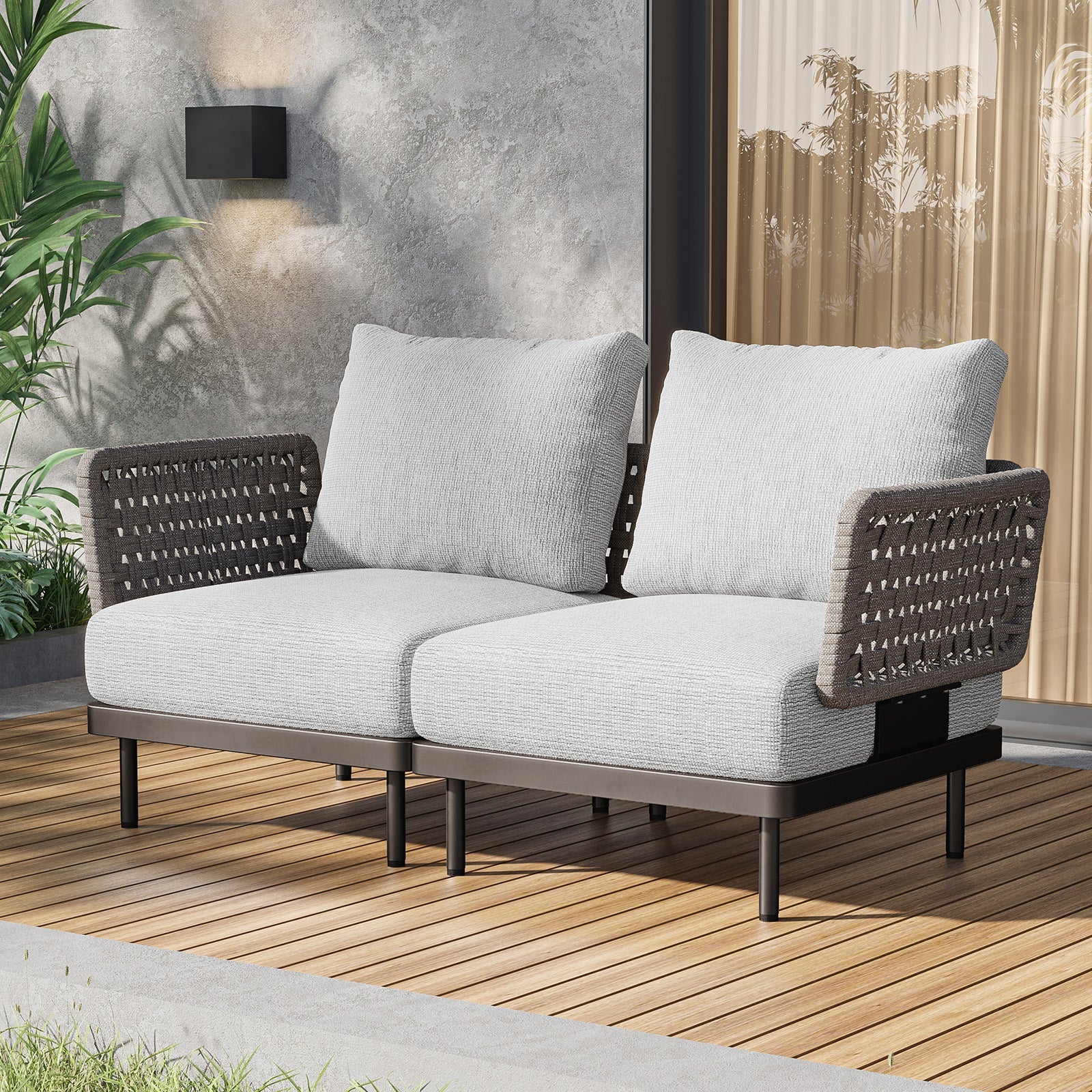 Charcoal Aluminum Outdoor Loveseat - Furnzo