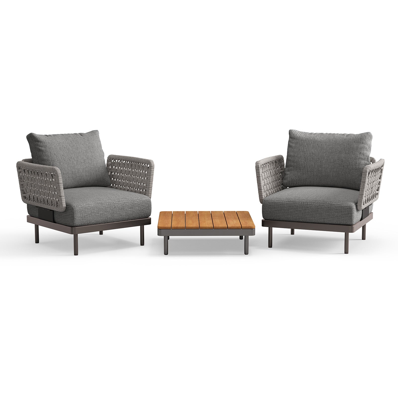 Charcoal Aluminum Outdoor Armchair Conversation Set - Furnzo