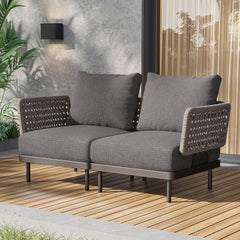 Charcoal Aluminum Outdoor Loveseat - Furnzo