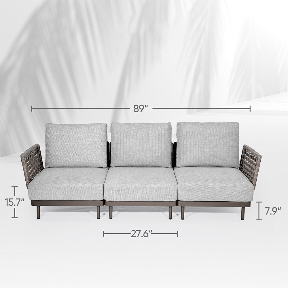 Charcoal Aluminum Outdoor Sofa - 3 Seat - Furnzo