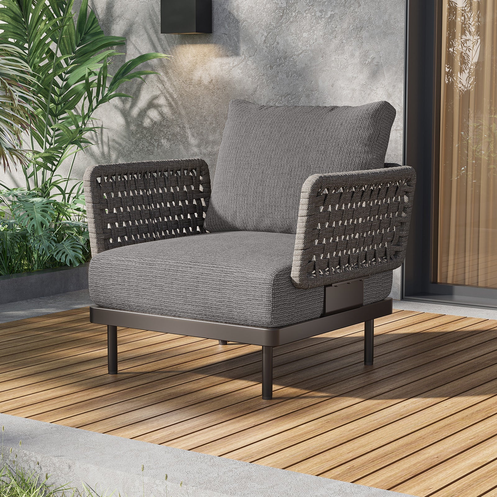 Charcoal Aluminum Outdoor Armchair - Furnzo