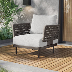 Charcoal Aluminum Outdoor Armchair Conversation Set - Furnzo