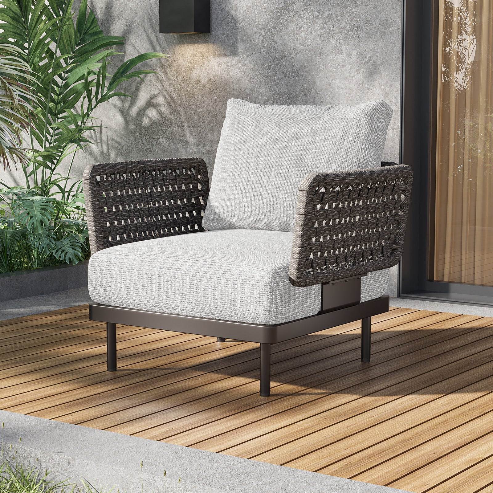 Charcoal Aluminum Outdoor Armchair - Furnzo