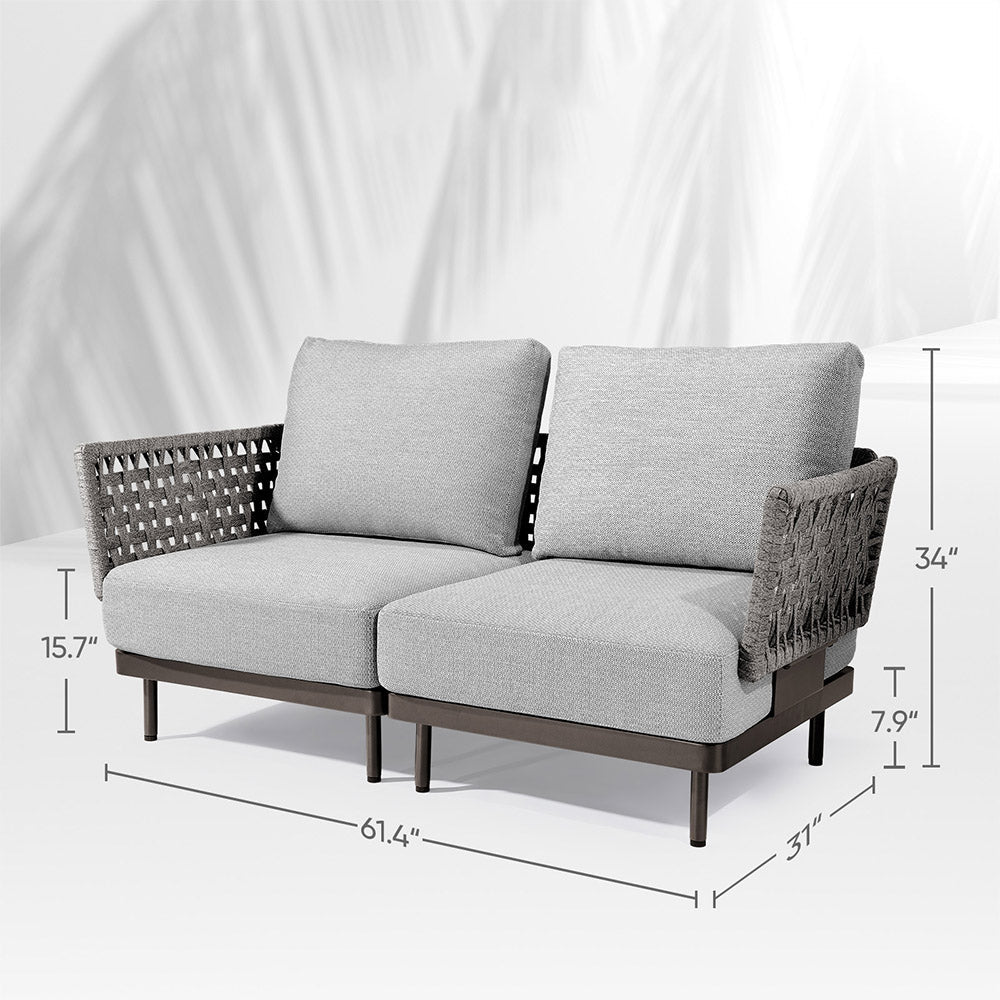 Charcoal Aluminum Outdoor Loveseat - Furnzo