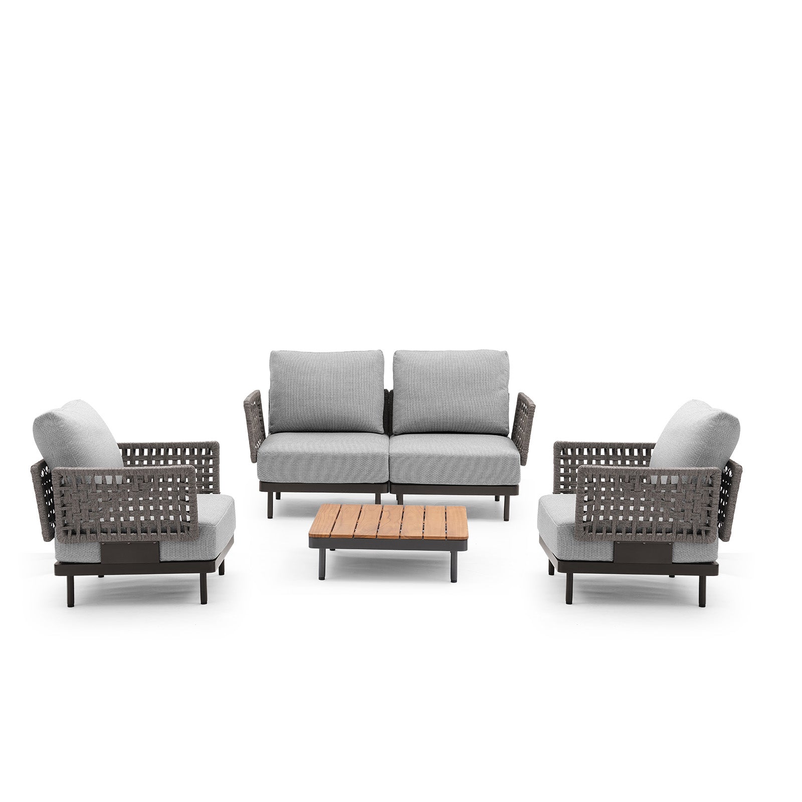 Charcoal Aluminum Outdoor Sofa with Armchairs - 4 Seat - Furnzo