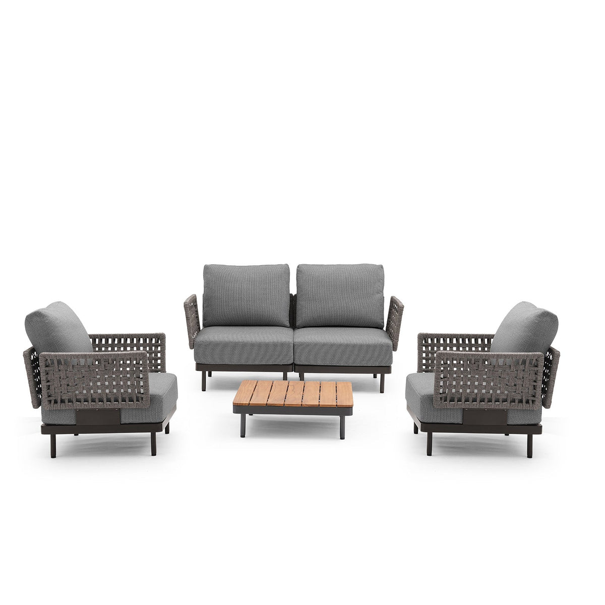 Charcoal Aluminum Outdoor Sofa with Armchairs - 4 Seat - Furnzo