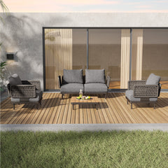 Charcoal Aluminum Outdoor Sofa with Armchairs - 4 Seat - Furnzo