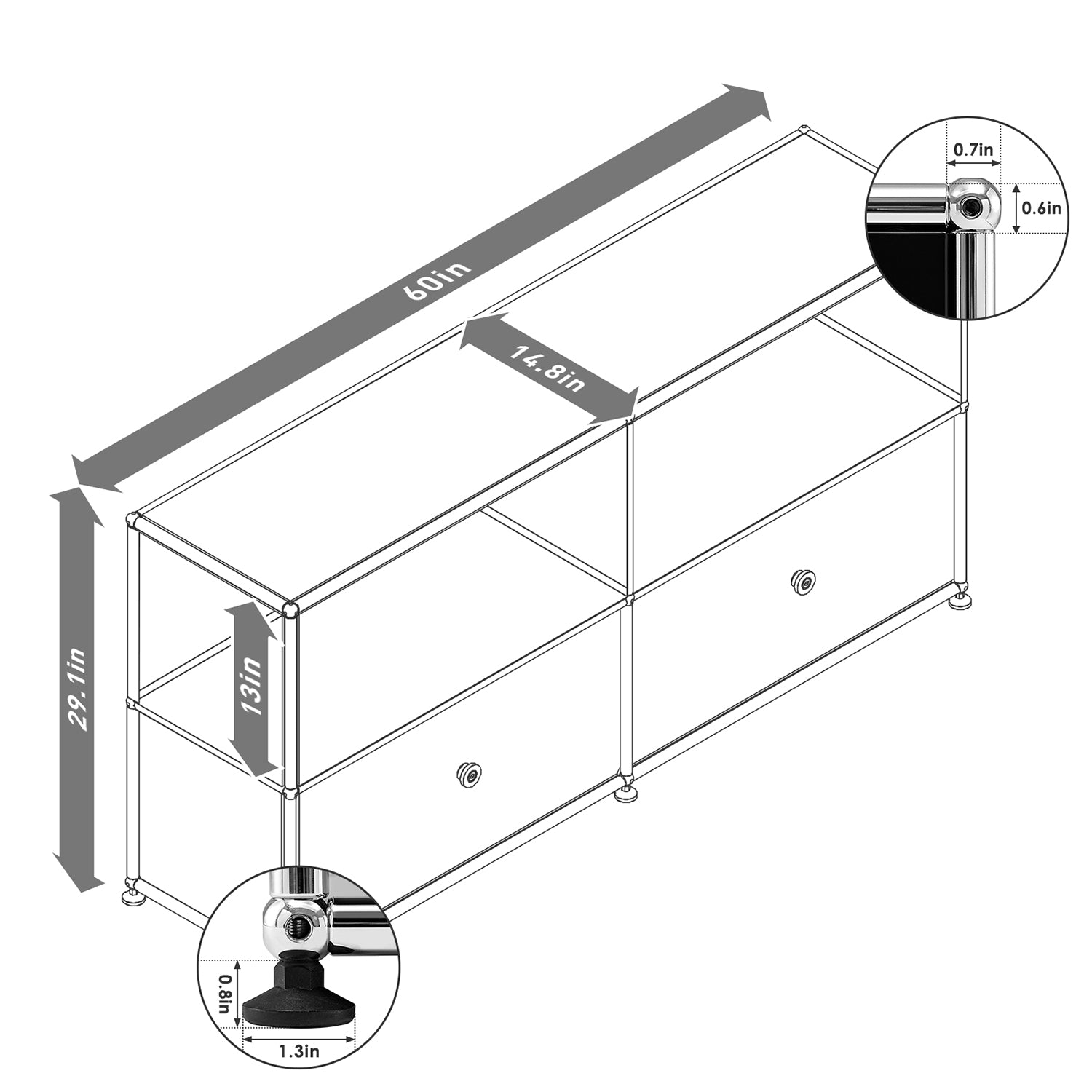 USM Free-Standing Storge Organizer - Four grids - Furnzo