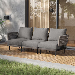 Charcoal Aluminum Outdoor Sofa - 3 Seat - Furnzo