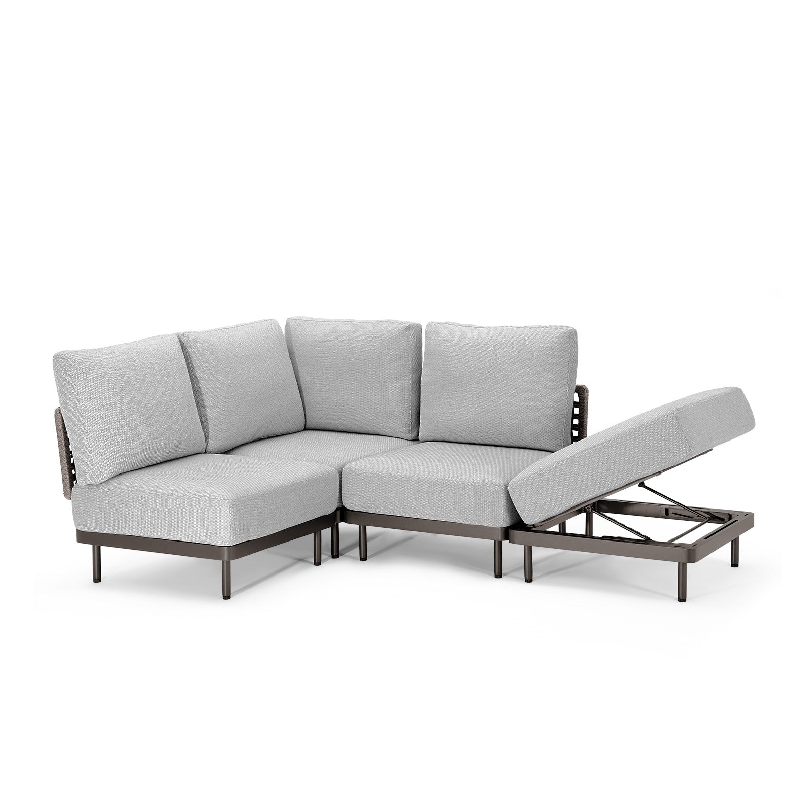 Charcoal Aluminum Multifunctional Outdoor L Sectional - 4 Seat - Furnzo