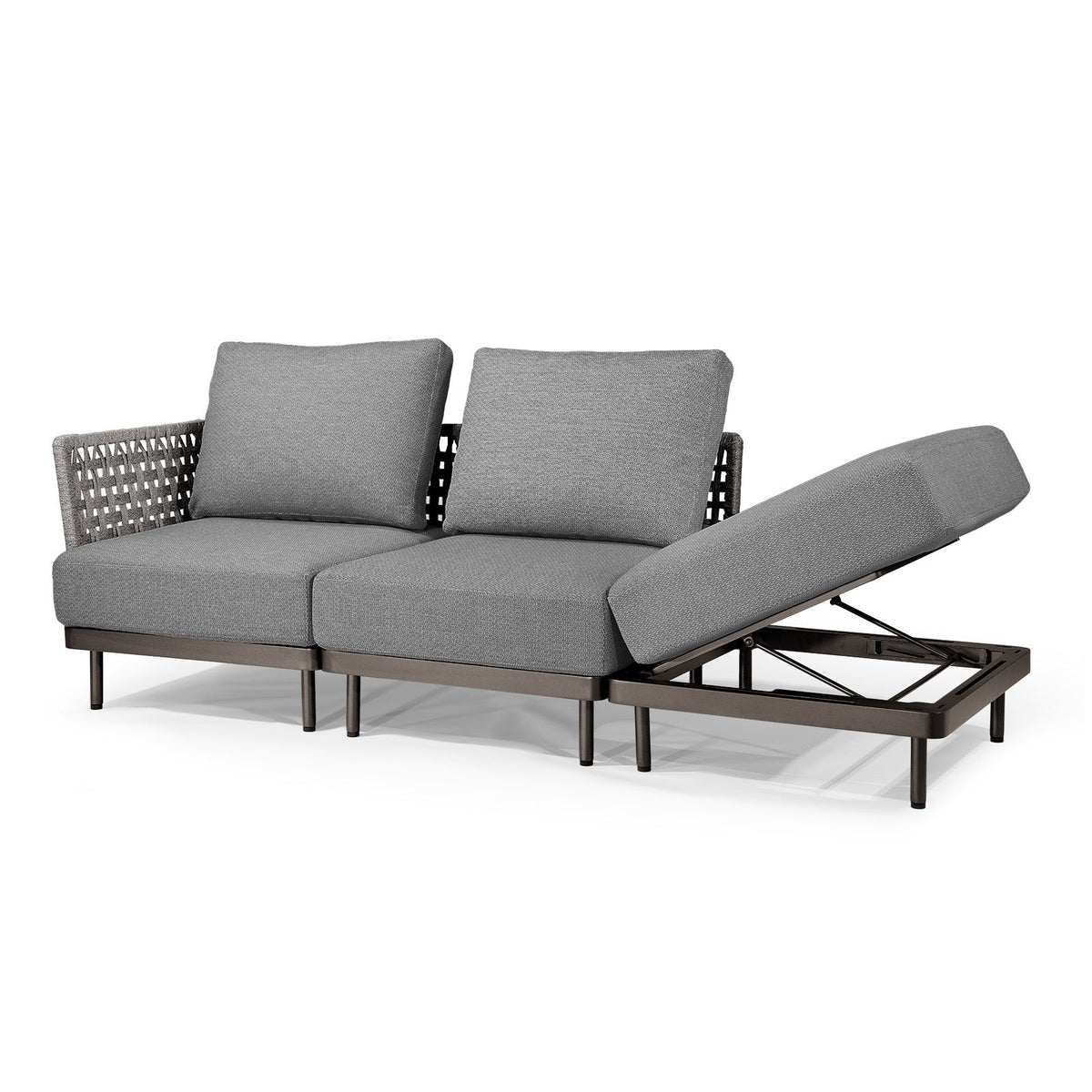 Charcoal Aluminum Multifunctional Outdoor Sofa- 3 Seat - Furnzo