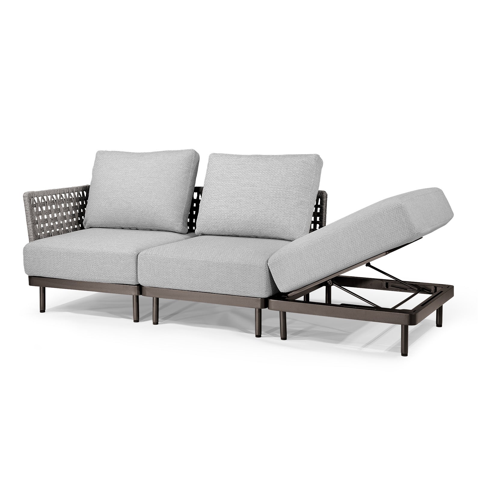 Charcoal Aluminum Multifunctional Outdoor Sofa- 3 Seat - Furnzo