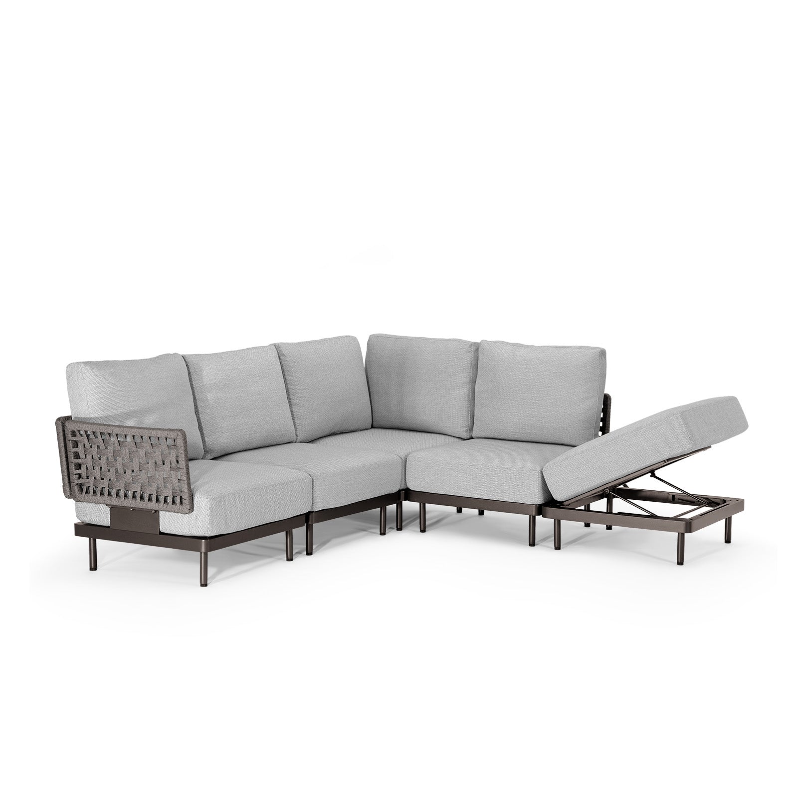 Charcoal Aluminum Multifunctional Outdoor L Sectional - 5 Seat - Furnzo