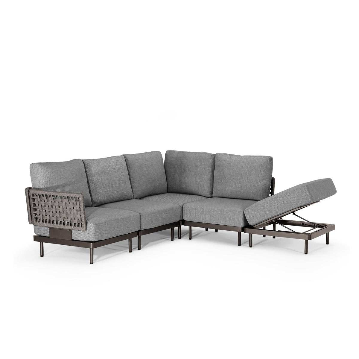 Charcoal Aluminum Multifunctional Outdoor L Sectional - 5 Seat - Furnzo