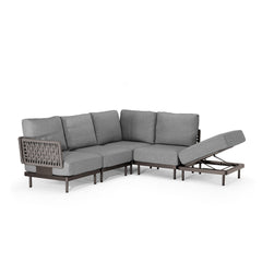 Charcoal Aluminum Multifunctional Outdoor L Sectional - 5 Seat - Furnzo