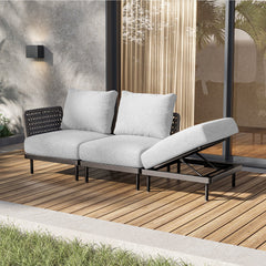 Charcoal Aluminum Multifunctional Outdoor Sofa- 3 Seat - Furnzo