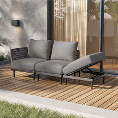 Charcoal Aluminum Multifunctional Outdoor Sofa- 3 Seat - Furnzo